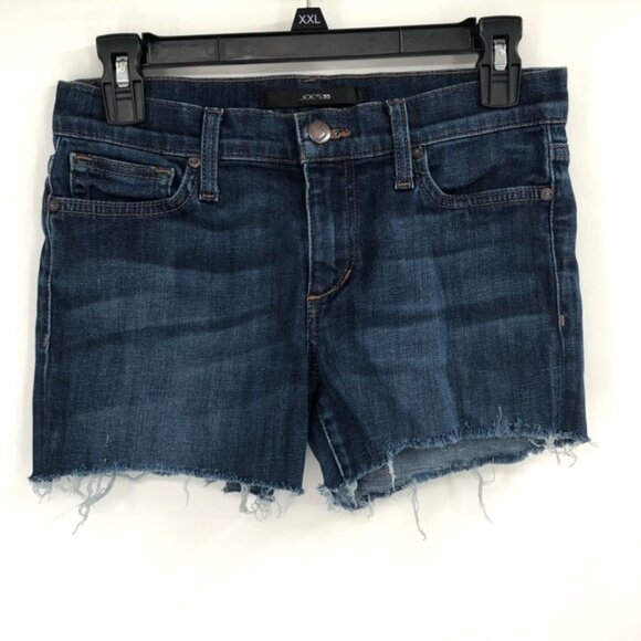 JOE'S JEANS Denim Cutoff Shorts Raw Hem 26 Dark Wash Medium Wash Stretch Denim - Picture 1 of 8